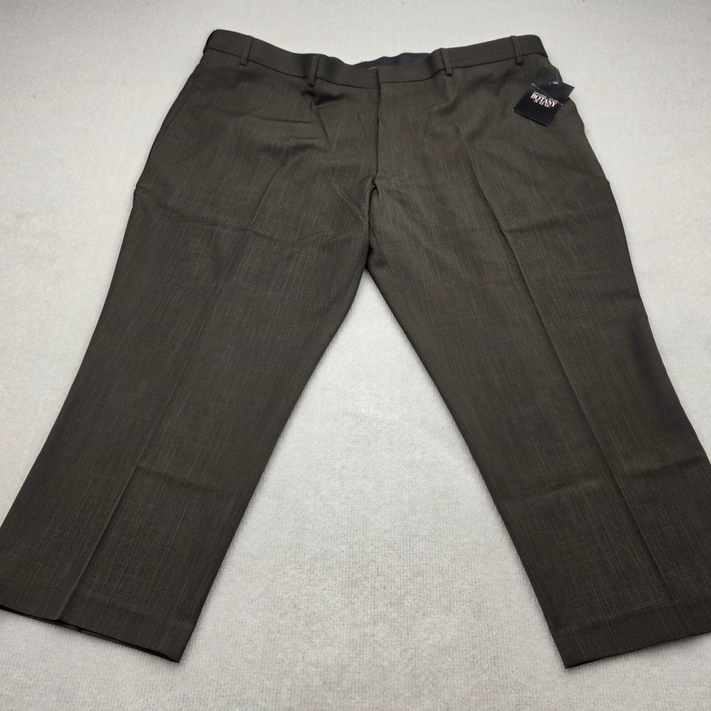 NWT Botany 500 Dress Pants Mens 48 Brown Textured Flat Front Trousers 48x25